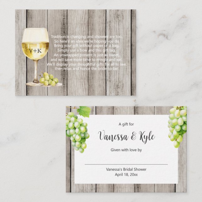 Rustikale Weinflaschen mit Brautparty Begleitkarte (Vorne/Hinten)