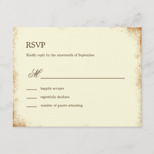 Rustikale Weinhofskarte - RSVP-Karte - braun RSVP Karte