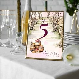 Rustikale Weinkellerei Hochzeit Tischnummer