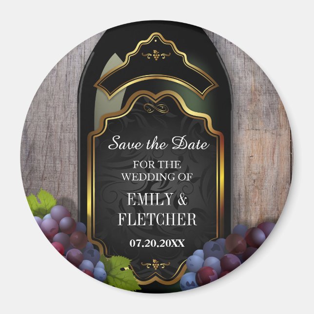 Rustikale Weinkellerei Save the Date Hochzeit Magnet (Vorne)