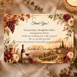 Rustikale Weinlese-Herbst-Hochzeit Eleganz Dankeskarte