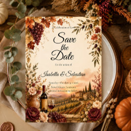 Rustikale Weinlese-Herbst-Hochzeit Eleganz Save The Date