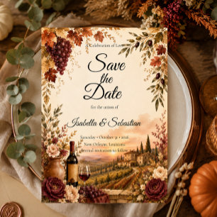Rustikale Weinlese-Herbst-Hochzeit Eleganz Save The Date