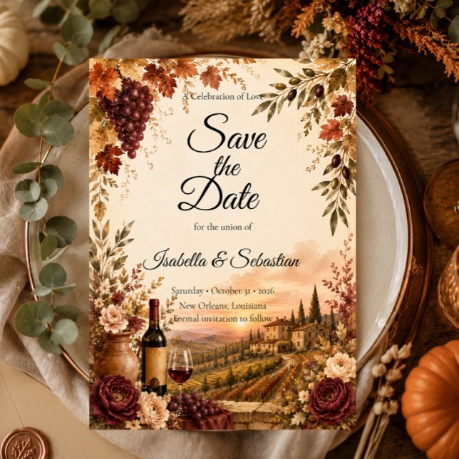 Rustikale Weinlese-Herbst-Hochzeit Eleganz Save The Date (Von Creator hochgeladen)