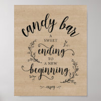 Rustikale Weinreben Hochzeitszeichen für Süßes Bar