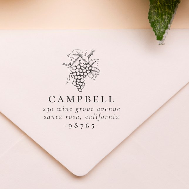 Rustikale Weintrauben Familienname Rücksendeadress Gummistempel (Von Creator hochgeladen)
