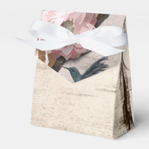 Rustikale Weiße Birken-Blumen- und Kolibri-Party Geschenkschachtel