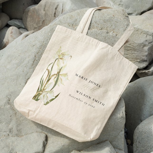 Rustikale, weiße, blühende Wasserfarbenhochzeit Tragetasche (Von Creator hochgeladen)