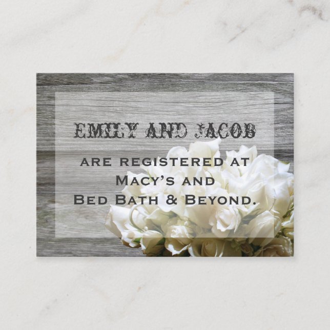 Rustikale, weiße Blume, Registrierungskarten einfü Begleitkarte (Vorderseite)