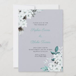 Rustikale weiße Blumen Boho Cloud-Grau Hochzeit Einladung