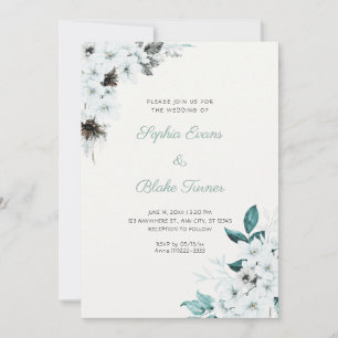 Rustikale Weiße Blumen Boho Off-White Hochzeit Einladung