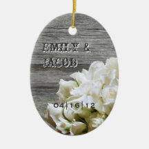 Rustikale weiße Blumen Hochzeitsgeschenk-Ornament