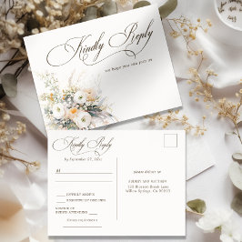 Rustikale weiße Blüten Hochzeit RSVP Postkarte