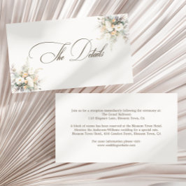 Rustikale weiße Blüten Hochzeitsdetails Begleitkarte