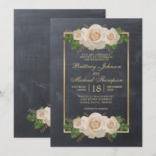 Rustikale Weiße Florale Tafel Formal Hochzeit Einladung