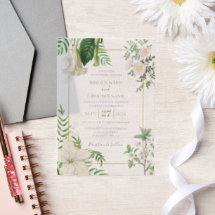 Rustikale, weiße, grüne Aquarellfarben-Goldhochzei