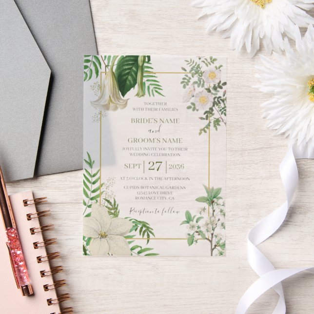 Rustikale, weiße, grüne Aquarellfarben-Goldhochzei (Hochzeit)