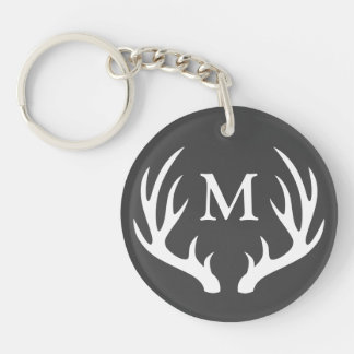 Rustikale Weiße Hirschantler | Monogramm Schlüsselanhänger