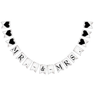 Rustikale weiße Holz-Land-Hochzeit für Herrn und F Wimpelkette