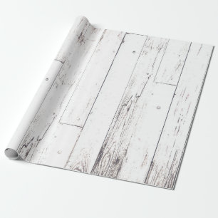 Rustikale weiße Holz-Shabby-Chic-Landhochzeit Geschenkpapier