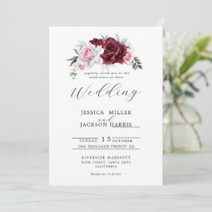 Rustikale weiße marine Rose Blumenhochzeit Einladung