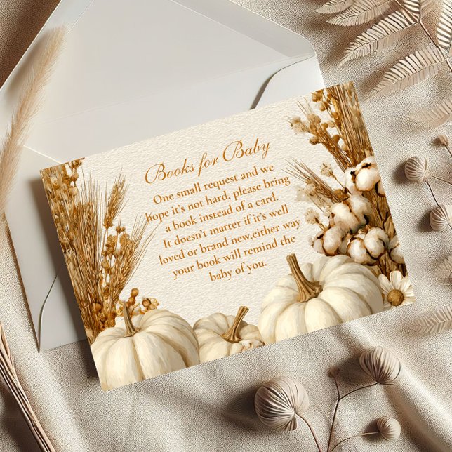 Rustikale weiße Pumpkin-Bücher für Baby Begleitkarte (Von Creator hochgeladen)