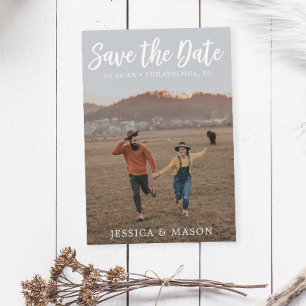 Rustikale weiße Save the Date-Karte - Daten speich RSVP Karte