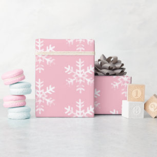 Rustikale weiße Schneeflocken Rosa Geschenkpapier
