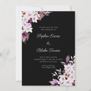 Rustikale weiße und rosa Blumen Boho schwarze Hoch Einladung