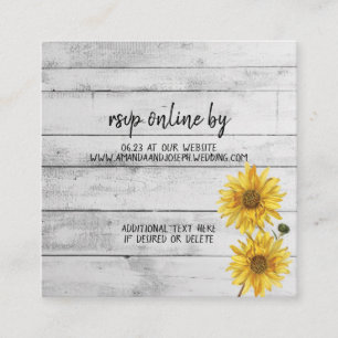 Rustikale Weißholz-Sonnenblumen-Hochzeitskarte RSV Begleitkarte