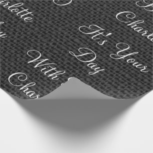 Rustikale Weißlinen Schwarz Graphit Personalisiert Geschenkpapier