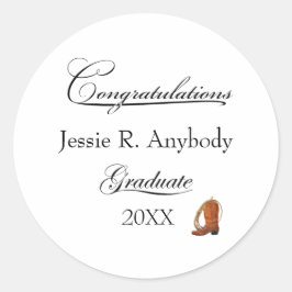 Rustikale Western-Abschlussfeier Runder Aufkleber