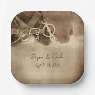 Rustikale Western Brown Horse Wedding Pappteller