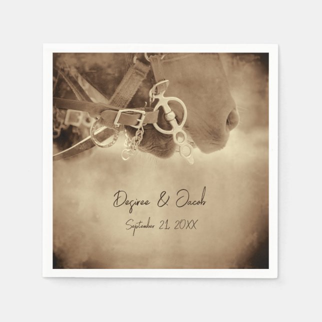 Rustikale Western Brown Horse Wedding Serviette (Vorderseite)