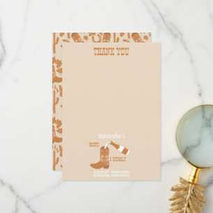 Rustikale Western-Country-Brautparty mit Stiefeln  Dankeskarte