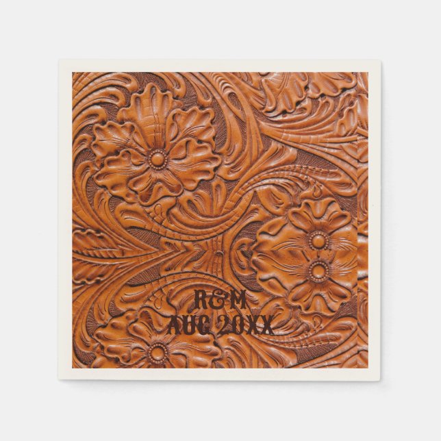 Rustikale Western Cowboy-Gastgeschenk Hochzeit Serviette (Vorderseite)