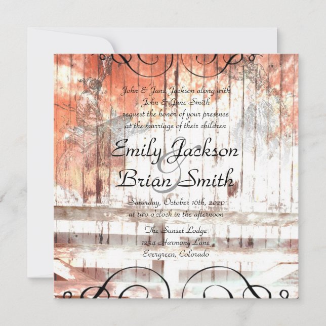 Rustikale Western Cowboy-Zaun Hochzeitseinladungen Einladung (Vorderseite)