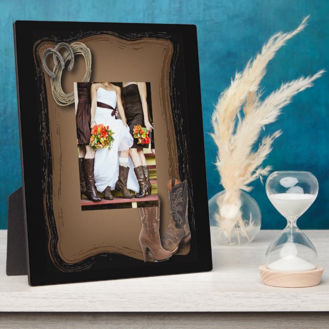 Rustikale Western Cowboyhochzeit Fotoplatte (Seite)