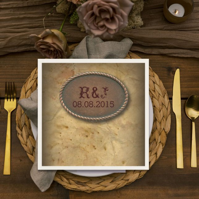 Rustikale Western Cowboyhütte Hochzeit Serviette (Rustic western country cowboy barn wedding napkins)
