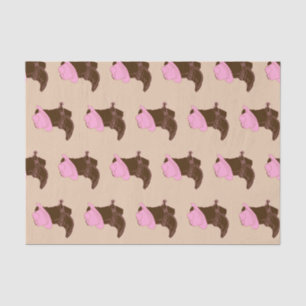 Rustikale Western-Cowgirl-Stiefel u. rosa Hut Seidenpapier