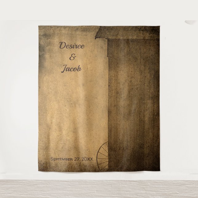 Rustikale Western-Foto-Hochzeit Wandteppich (Vorderseite)