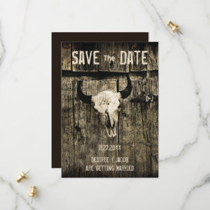 Rustikale Western-Hochzeit Kuh-Schädel Save-the-Da Save The Date