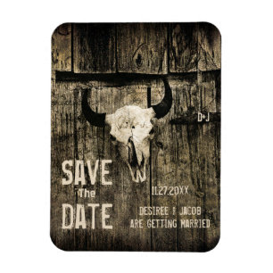 Rustikale Western-Hochzeit Kuhschädel Save-the-Dat Magnet