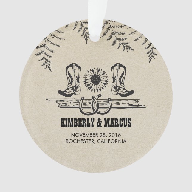 Rustikale Western-Hochzeit Ornament (Vorderseite)