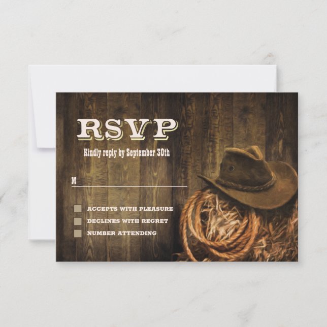 Rustikale Western-Hochzeit RSVP Karte (Vorderseite)