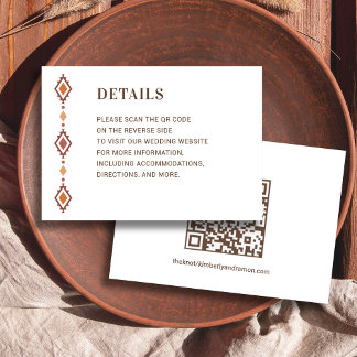 Rustikale Western-Hochzeitskarte mit QR-Code Begleitkarte