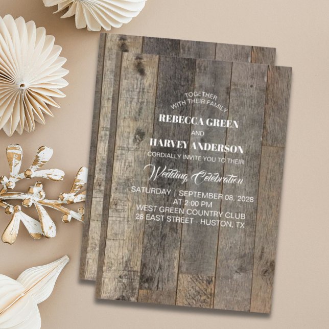 Rustikale Western Holzkornstall Hochzeit Einladung (rustic western country woodgrain barn wedding invitation)