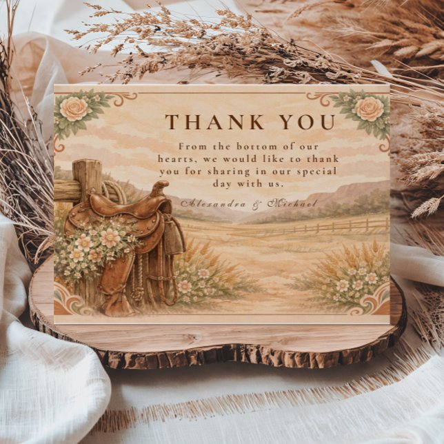 Rustikale Western-Ranch-Hochzeit Dankeskarte (Von Creator hochgeladen)