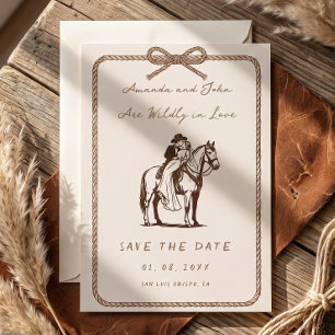 Rustikale Western-Reiter-Hochzeitspaare - Save the Einladung