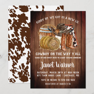 Rustikale Western-Rodeo-Cowboy-Baby-Shower-Einladu Einladung